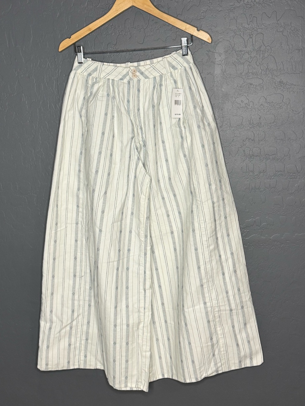 Adriano Goldschmied Hadley High Rise Pleated Cullote Striped White and Blue